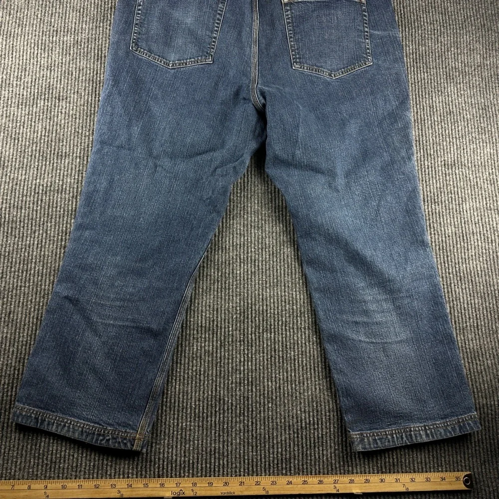 Duluth Trading Co Flex Ballroom Jeans Mens 42x28 Blue Straight Leg Work Denim